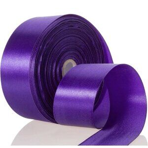 50 Yards 1 1/2 Inch Purple Satin Ribbon, Single Face Polyester Solid Color Craft